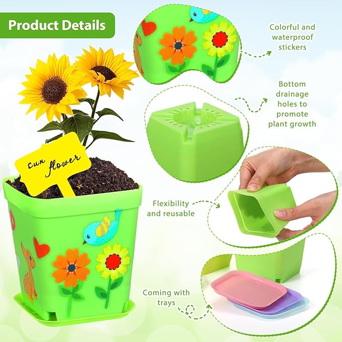 Capoda 48 Sets Garden Flower Pots Crafts Kit DIY Spring Plastic Seedling - Image 3