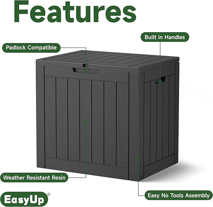 EasyUp 30 Gallon Outdoor Storage Box Waterproof, UV Resistant Outdoor Deck Box - Image 4
