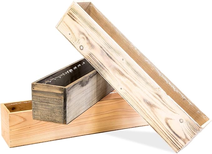20" Rectangular Rustic Wood Planter - Image 3