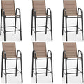 HOMREST Outdoor Bar Height Stools Set of 6, Stackable Patio Chairs by HOMREST