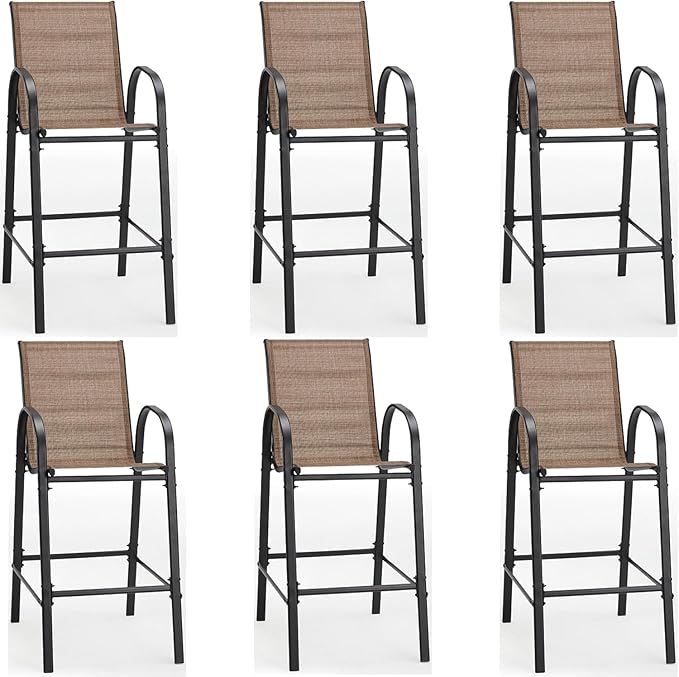 HOMREST Outdoor Bar Height Stools Set of 6, Stackable Patio Chairs by HOMREST
