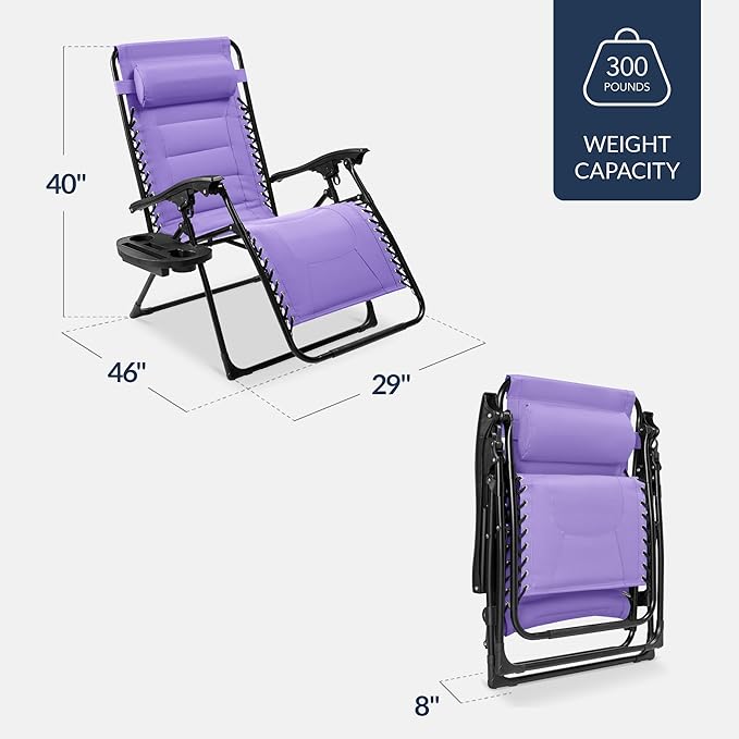 Best Choice Products Oversized Padded Zero Gravity Chair, Folding Outdoor Patio - Image 2