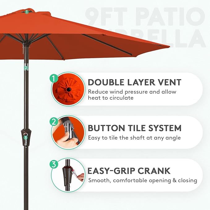 JEAREY 9FT Outdoor Patio Umbrella Outdoor Table Umbrella - Image 2