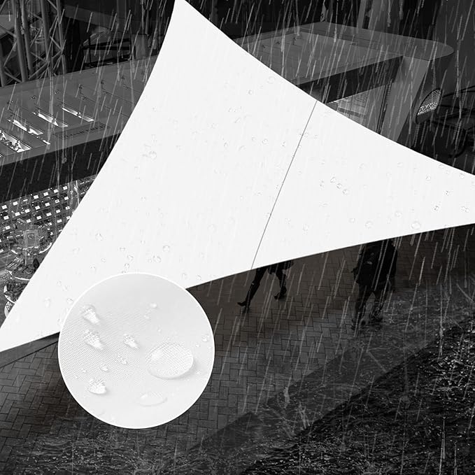 SUNNY GUARD Waterproof Sun Shade Sail 9'x18'x20.1' White Right Triangle UV by SUNNYGUARD