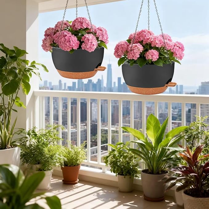 12 inch Hanging Planters for Indoor Outdoor Plants, 2 Pack Self Watering - Image 4
