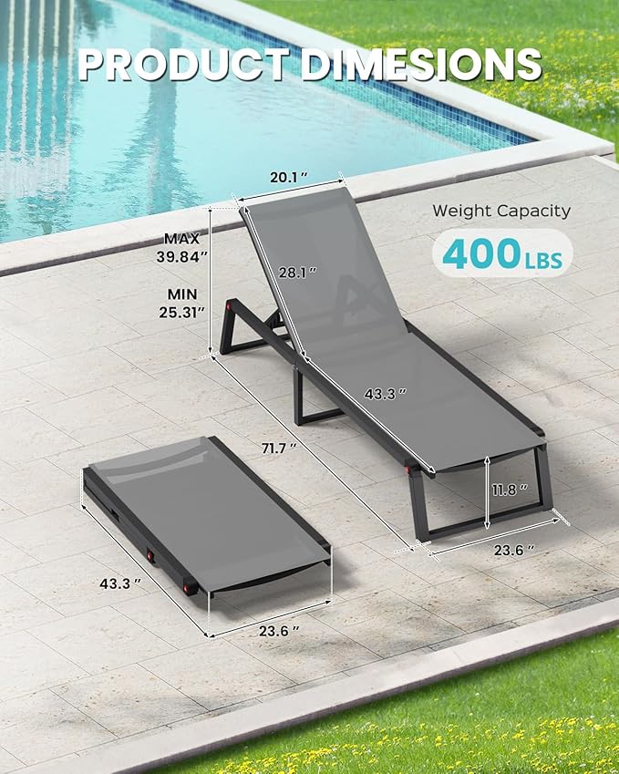 Aluminum Pool Lounge Chairs Set of 2 - Image 2