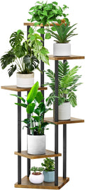 6 Tier Wood Tall Plant Stand Metal Rack Indoor, Planter Shelf Display Rack by YOCOMEY