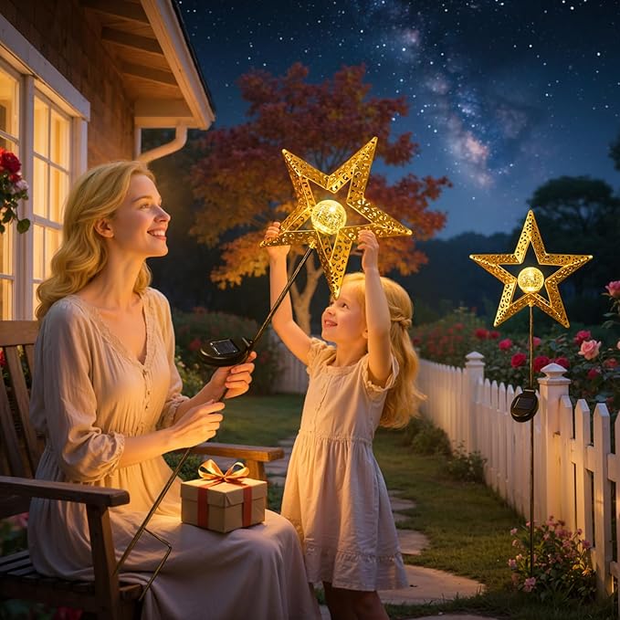 Star Solar Lights Garden Outdoor Decor Waterproof Metal Solar Stakes Lights - Image 2