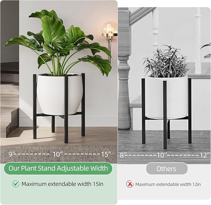 Adjustable Metal Plant Stand Indoor, Mid Century Modern Outdoor Planter Holder - Image 4