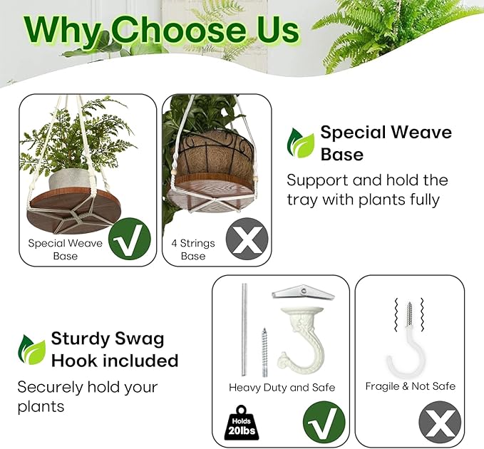 2 Tier Macrame Plant Hanger | Plant Hanger Indoor, Hanging Planter | Hanging - Image 4
