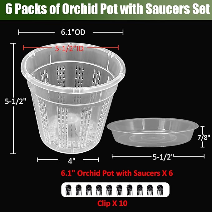 Orchid Pot with Saucers, 6 Packs of 6.1" Orchid Pots with Holes, Orchid Pots - Image 4