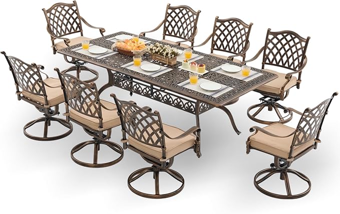 9-Piece Cast Aluminum Patio Furniture, Outdoor Dining Sets by Unknown