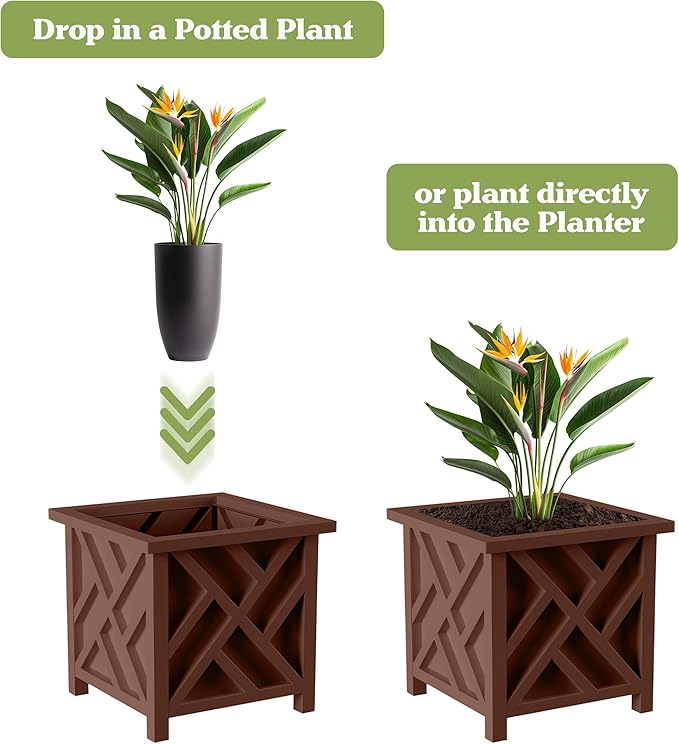 Lattice Design Outdoor Planter Box 2-Pack - Image 4