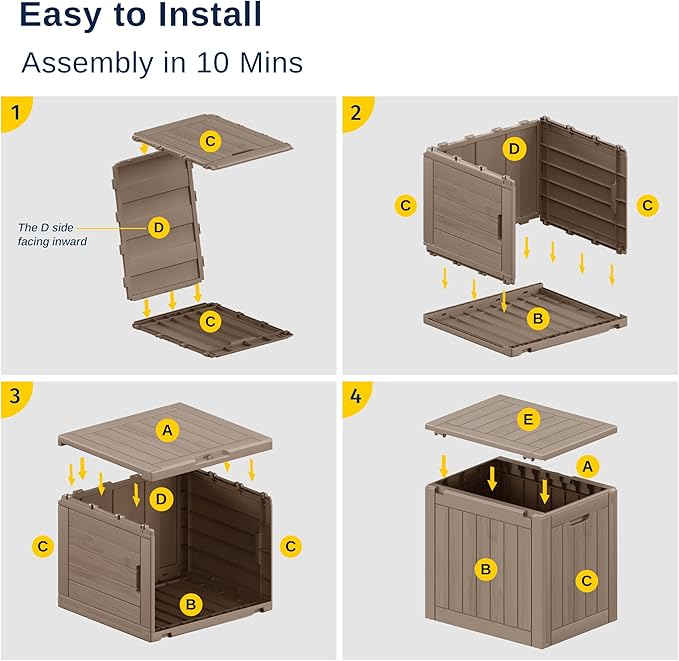 EAST OAK Outdoor Storage Box, 31 Gallon Deck Box, Waterproof Resin Storage Bin - Image 6