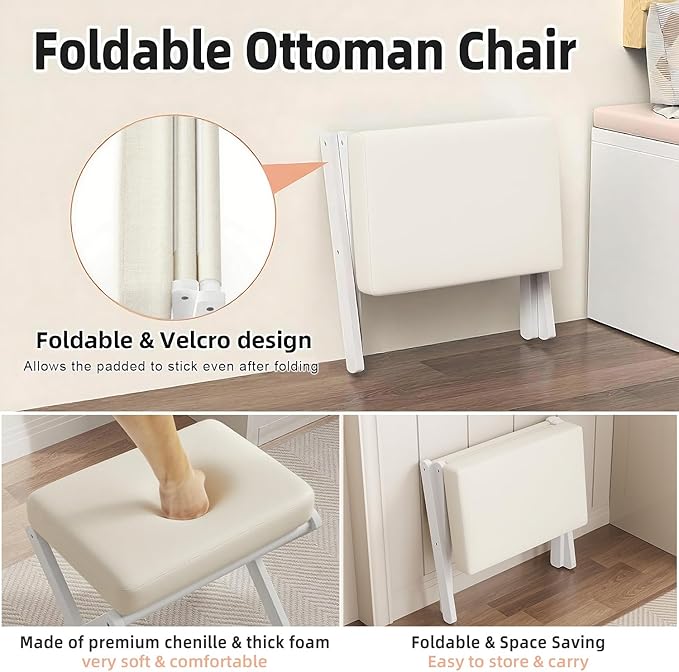 Foldable Foot Stool Ottoman, Modern Foot Rest - Image 4