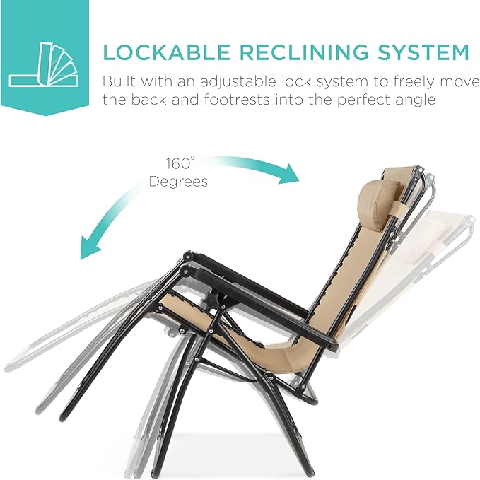 Best Choice Products Folding Zero Gravity Outdoor Recliner Patio Lounge Chair - Image 4