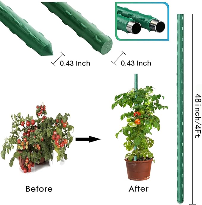 4Feet 48inch Garden Stakes Sturdy Plant Sticks Support Tomato Stakes - Image 2