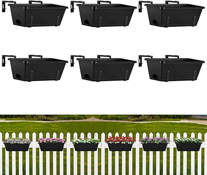 ETELI Railing Planter Hanging and Planter Box Brackets Set 6 Pack Adjustable - Image 9