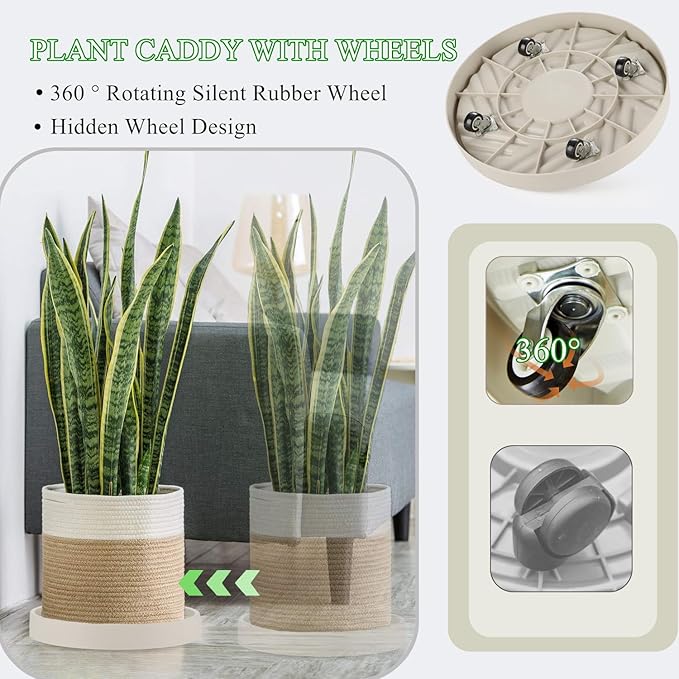 2 Pack Plant Caddy with Wheels, Flower Pot - Image 2