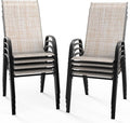 VINGLI Patio Chairs Set of 8 – Stackable Outdoor Dining Chairs by VINGLI