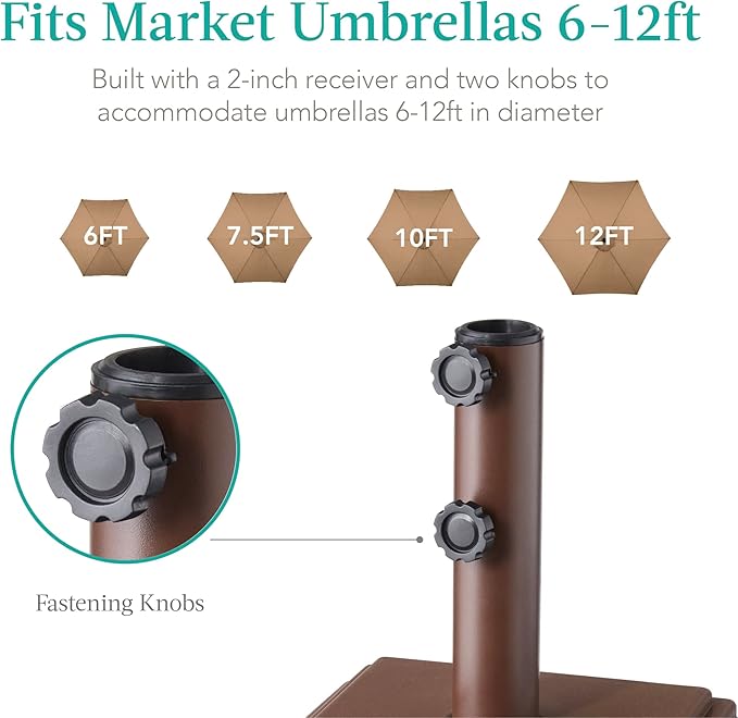 Best Choice Products Fillable Mobile Umbrella Base, Heavy Duty Base, Square - Image 6