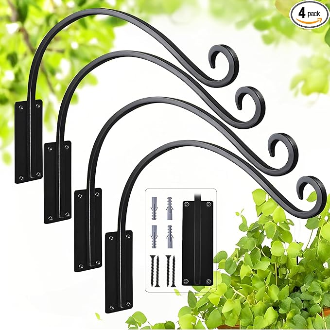 16 Inch Plant Hangers Outdoor 4 Pack, Plant Hanging Hook Bracket by GESTONE