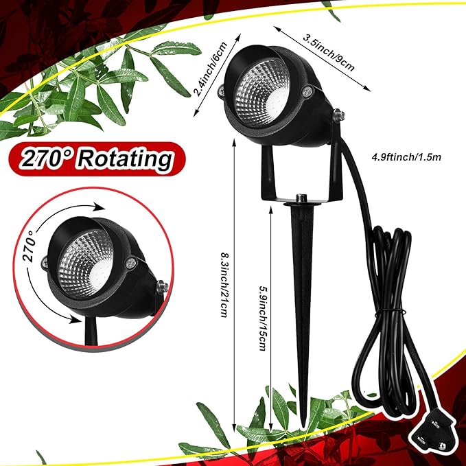 4 Pcs Christmas Red Spotlight Outdoor Plug in Landscape Lighting 12w Ip66 - Image 2