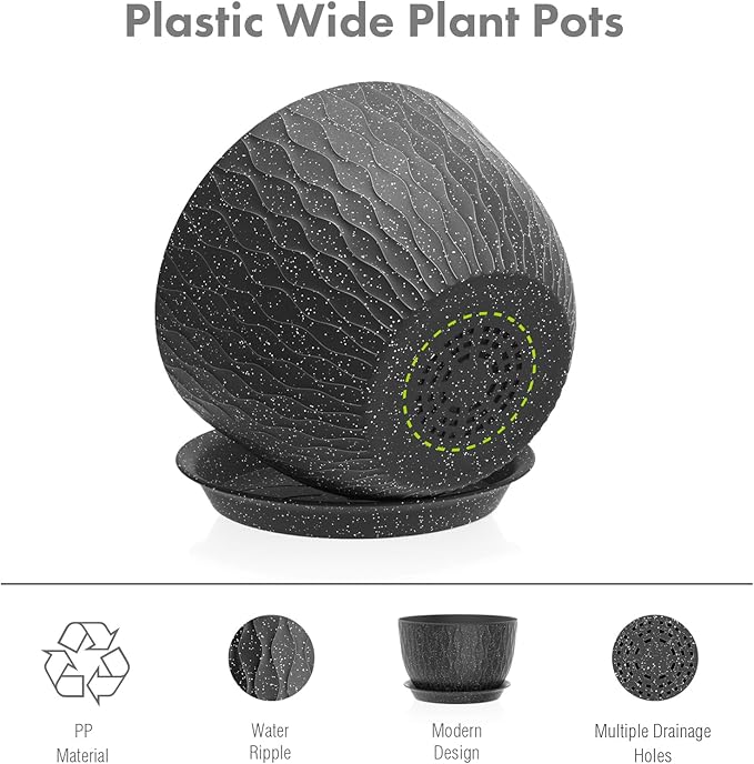 12/10/9 inch Large Flower Pots, 3 Set Big Plant Pots - Image 4