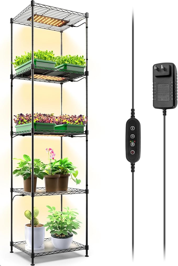 Barrina CX83 Plant Shelf with Grow Light, Plant Stand with 10W Ultra-Thin Grow by Barrina