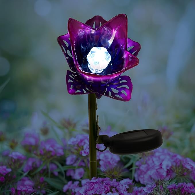 Crosslight Glass Flower Solar LED Waterproof Outdoor Garden Stake by Crosslight