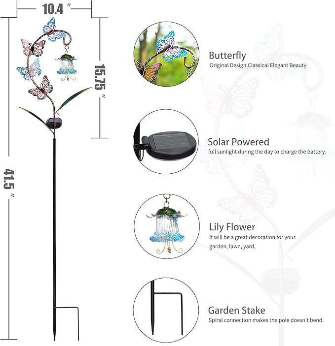 Bshine Solar Butterfly Lights Outdoor Garden Decoration Valentine's Day - Image 2