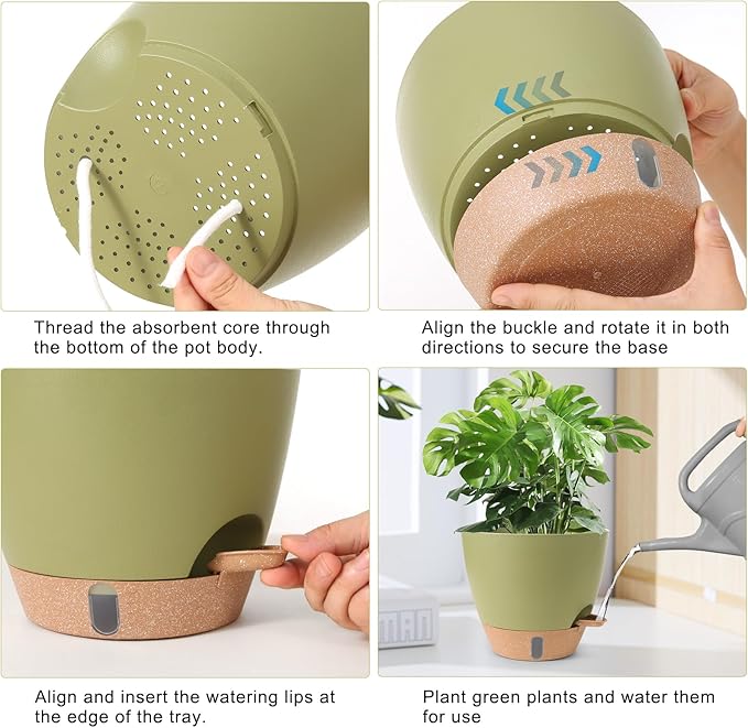 Plant Pots, 12/10/9/8/ Inch Large Plastic Self Watering Flower Pots Indoor - Image 4