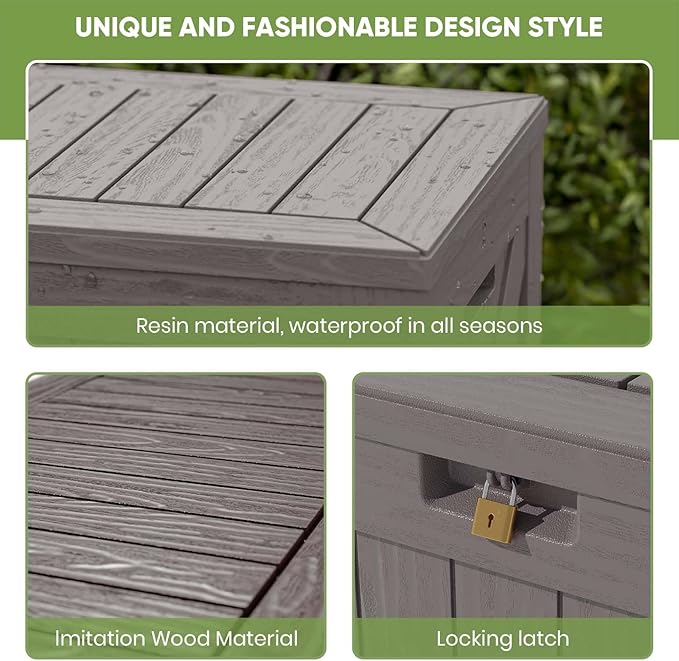 Patiowell 120 Gallon Large Deck Box, Outdoor Lockable Storage Box - Image 3