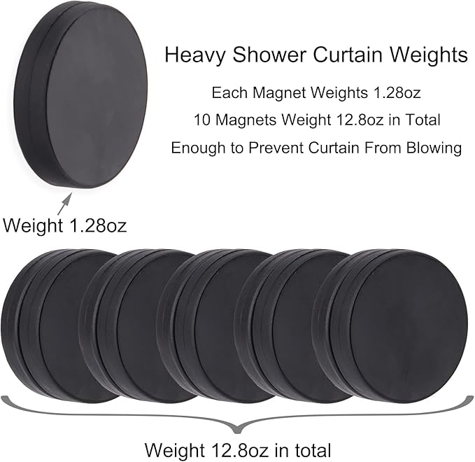 Magnetic Shower Curtain Weights, Rubber Covered Heavy Duty Weights, Prevent - Image 6