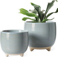 LE TAUCI Ceramic Plant Pots, 5.1 + 6.4 Inch Footed Pots by LETAUCI