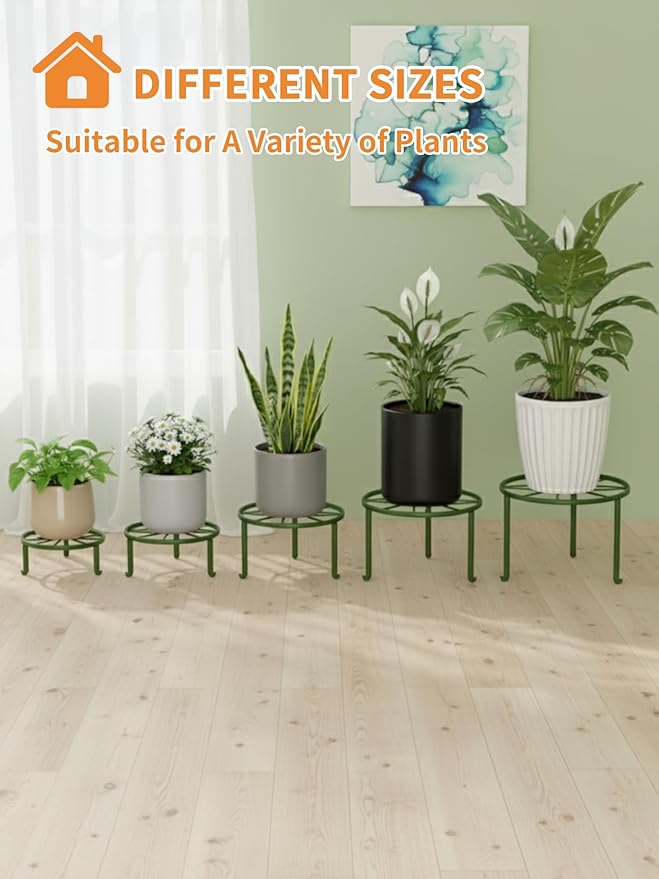 5 Pack Metal Potted Plant Stand Small Flower Pot Holder - Image 7