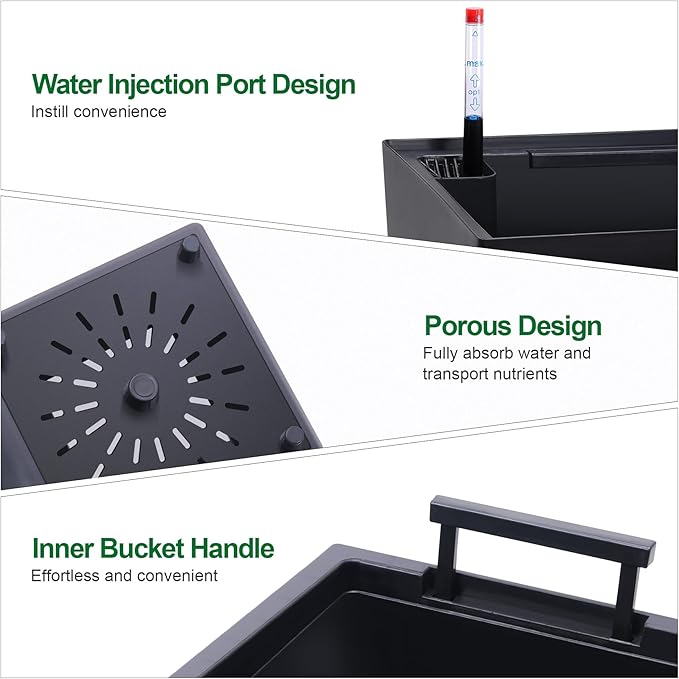 GarveeLife 22.5 in Tall Planters Set of 2, Outdoor＆Indoor Black Planter Pots - Image 6