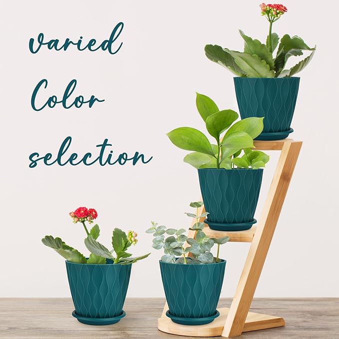 6 inch Plant Pots, 5 Pack Flower Pots Outdoor Indoor, Planters - Image 6