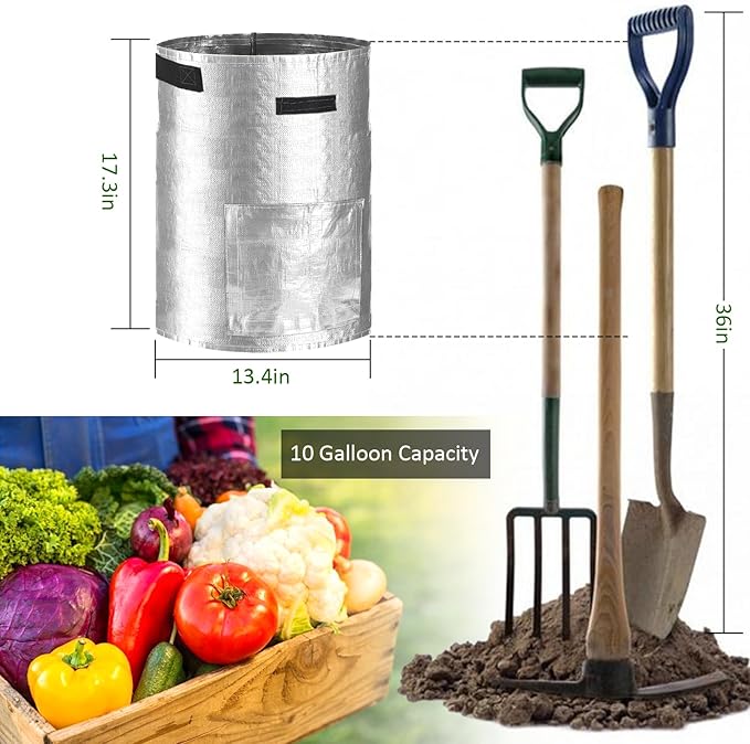 JJGoo Potato Grow Bags, 4 Pack 10 Gallon Potato Planter - Image 2