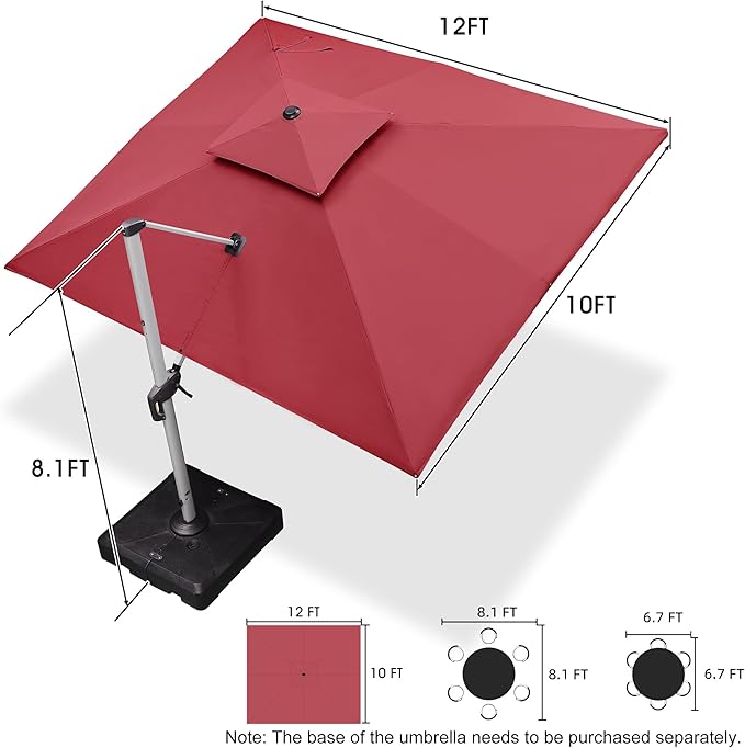 PURPLE LEAF 10' X 12' Patio Umbrella Outdoor Rectangle Umbrella Large - Image 8