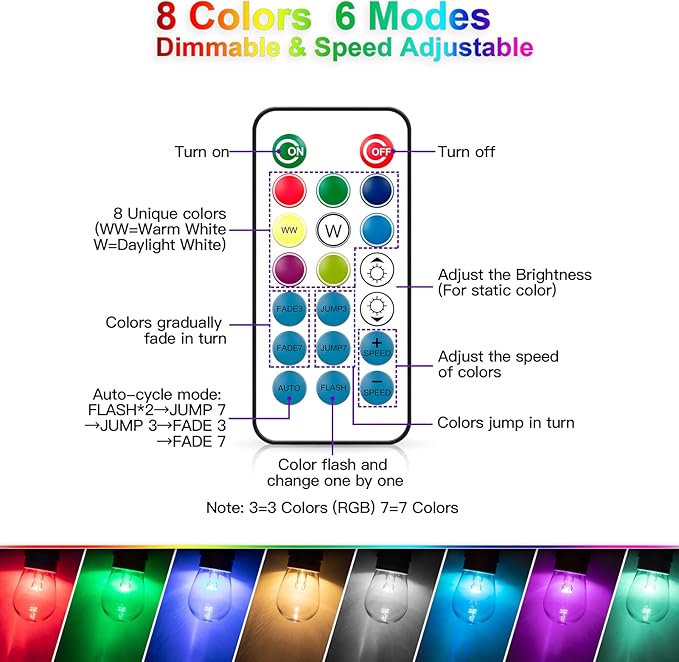 Mlambert 48FT Outdoor Patio Lights, 6 Lighting Modes RGB Cafe String Lights - Image 4