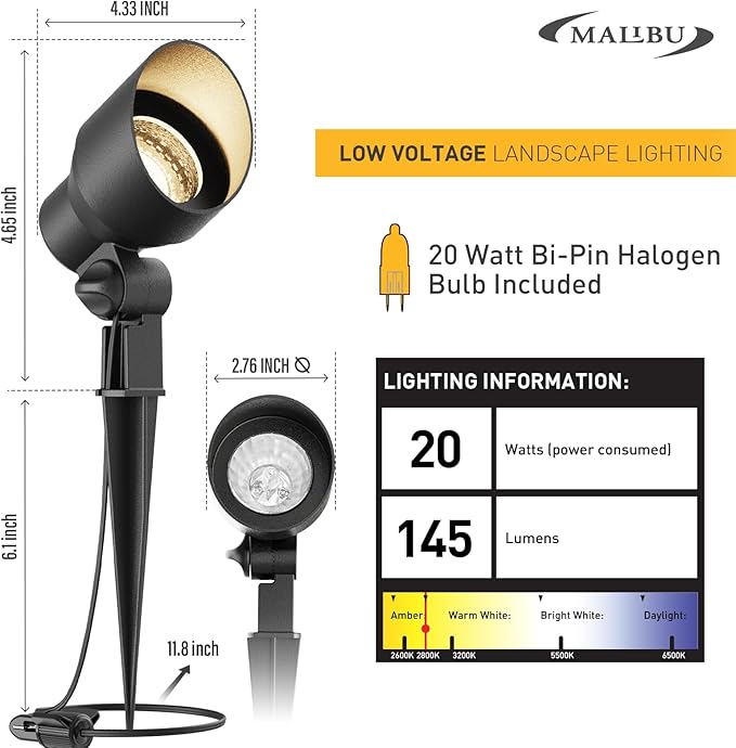 Malibu 20W Landscape Lighting Outdoor Landscape Spotlights Low Voltage 12V AC - Image 2
