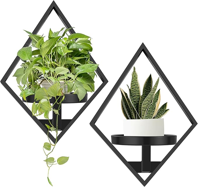 Wall Plant Holder, 2 Pack Metal Floating Shelves Indoor, Window Sill Plant Shelf by SBOSBO