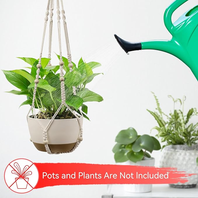 USLAI Macrame Plant Hanger Indoor Outdoor, Fits 4 to 15 Inch Pots, Strong - Image 7