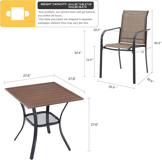 VICLLAX 3 Pieces Patio Dining Set - Image 7