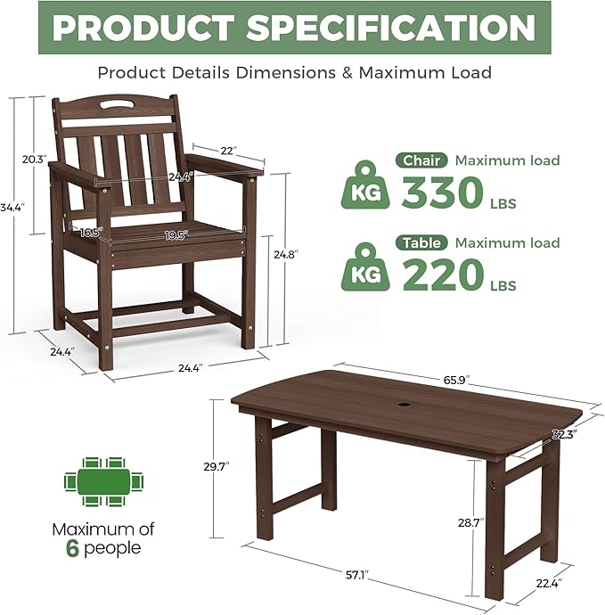 5-Piece Outdoor Dining Furniture Set - Image 2