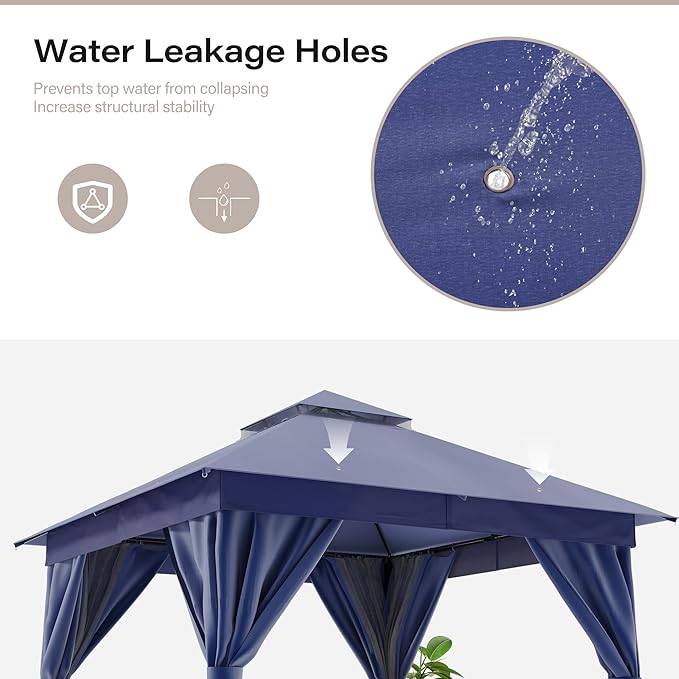 LAUSAINT HOME Semi-Permanent Outdoor Patio Gazebo 10'x10', Heavy Duty Party - Image 5