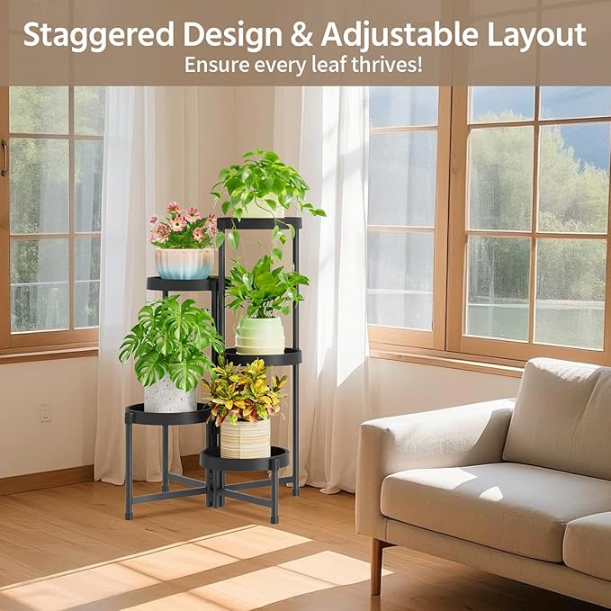 LASZOLA 5 Tiered Folding Plant Stand Indoor - Image 7