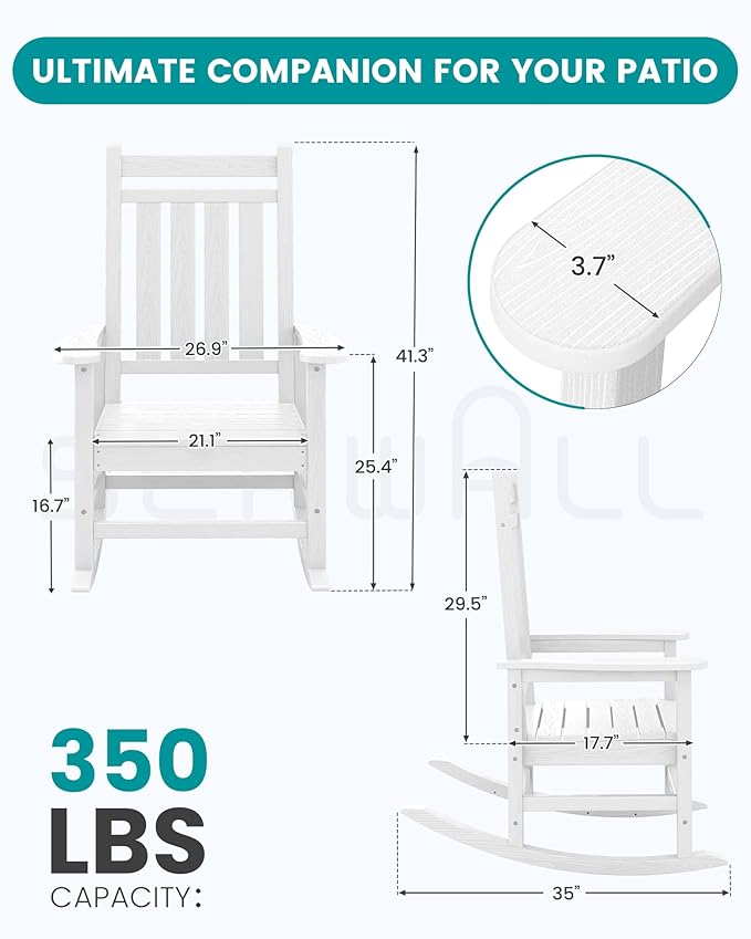 SERWALL Oversized Rocking Chair, Outdoor Rocking Chair - Image 3