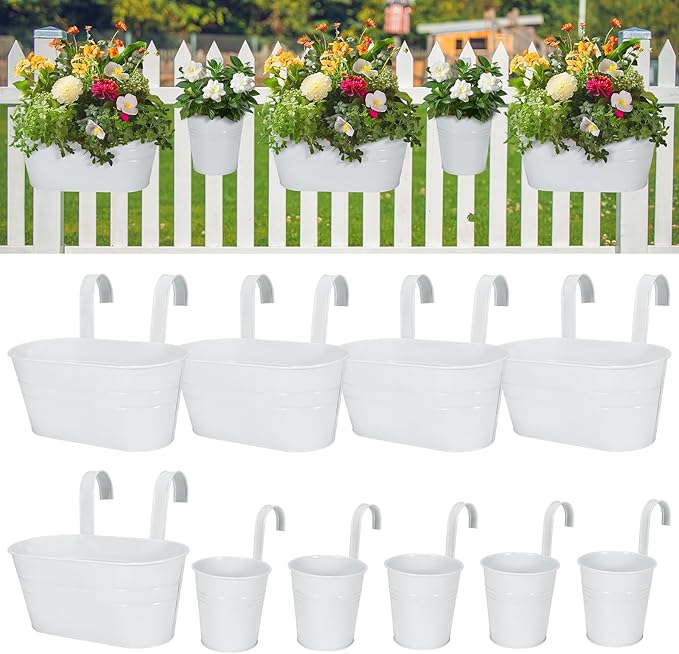 HowRU Metal Iron Flower Pots for Railing Fence Hanging Bucket Pots and Hanging by HowRU